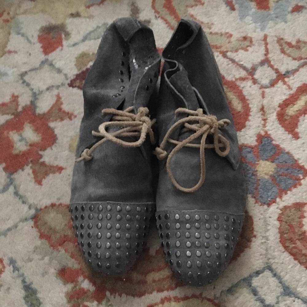 Brand New BLACKSTONE Grey Suede Studded Booties 39 Reduced!